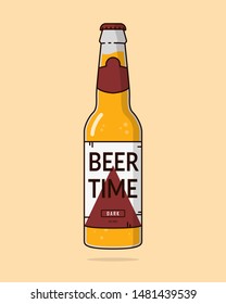 Oktoberfest celebration poster, premium drink bottle isolated on solid color background in 3d illustration, Beer time at the sticker, Beer festival EPS 10 vector illustration