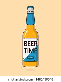 Oktoberfest celebration poster, premium drink bottle isolated on solid color background in 3d illustration, Beer time at the sticker, Beer festival EPS 10 vector illustration