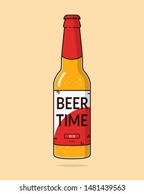 Oktoberfest celebration poster, premium drink bottle isolated on solid color background in 3d illustration, Beer time at the sticker, Beer festival EPS 10 vector illustration
