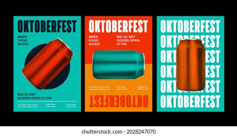 Oktoberfest celebration poster, top view of a bottle of drinks isolated in 3d illustration with typography. Vector holiday flyer template for traditional German beer festival.