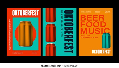 Oktoberfest celebration poster, top view of a bottle of drinks isolated in 3d illustration with typography. Vector holiday flyer template for traditional German beer festival.