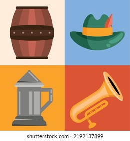 oktoberfest celebration set four icons