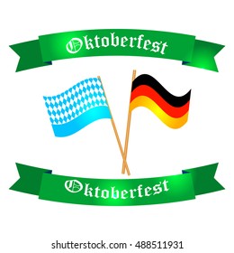 Oktoberfest celebration vector poster. Oktoberfest vector text. Beer Oktoberfest German festival keg of beer, bottle beer. Festive Oktoberfest Banners, Headers with Beer, Wurst, Flag and Pretzel.