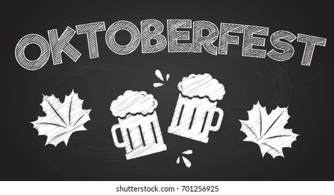 Oktoberfest - chalk logo on blackboard. Vector.