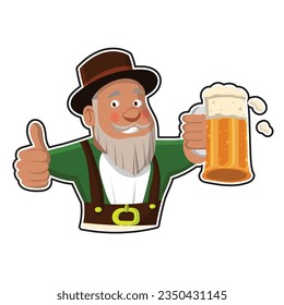 Oktoberfest character drinking beer isolated on a white background vector