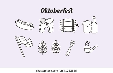 Oktoberfest characters with outline. Flat design style minimal vector illustration