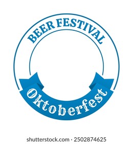 Logotipo del círculo de Oktoberfest, Plantilla del diseño de la etiqueta. Octoberfest, sello del festival de cerveza alemán o espacio en blanco de sello. Ilustración vectorial.