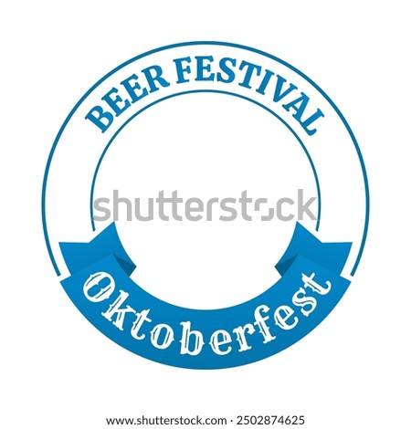 Oktoberfest circle logo, label design template. Octoberfest, German beer festival seal or stamp blank space. Vector illustration.
