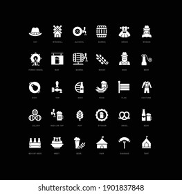 Oktoberfest. Collection of perfectly simple monochrome icons for web design, app, and the most modern projects. Universal pack of classical signs for category Holidays.