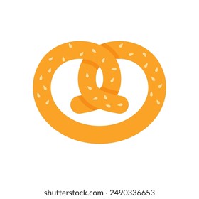 Oktoberfest colored symbol. Pretzel icon. Bavarian german bretzel isolated on white background. Vector illustration.