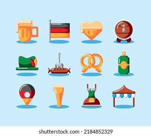 Oktoberfest colorful modern set of icons 