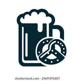 Oktoberfest concept, glass with beer, icon, vector Isolated on white background.