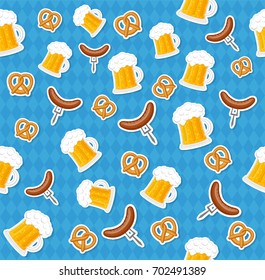 Oktoberfest - concept of seamless texture with icons. Vector.