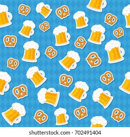 Oktoberfest - concept of seamless texture with icons. Vector.