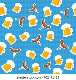 Oktoberfest - concept of seamless texture with icons. Vector.