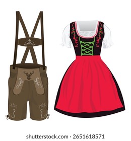 Oktoberfest traje vetor design. Vetor de vestido bávaro.