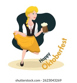 Garota dançarina do Oktoberfest. Ilustração vetorial