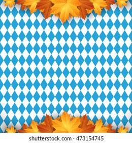 Oktoberfest design autumn. Oktoberfest blue background. Autumn background with leaves.