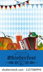 Oktoberfest design. Background for the autumn beer festival with free space for your text. Vector illustration