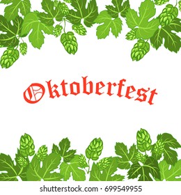 Oktoberfest design background beer festival vector banner bavarian design illustration. German text Oktoberfest traditional label hop template.