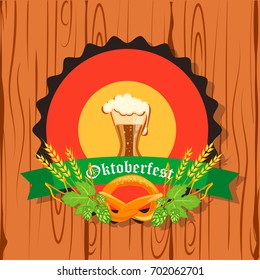 Oktoberfest design background beer festival vector banner bavarian design illustration. German text Oktoberfest traditional label hop template.