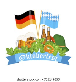 Oktoberfest design background beer festival vector banner bavarian design illustration.
