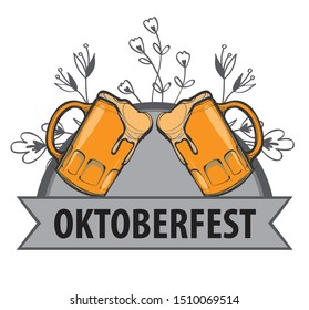 Oktoberfest design elegant hand drawn against a background of flowers