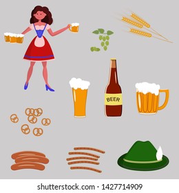 Oktoberfest design elements vector isolated images