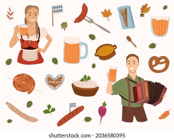 Oktoberfest design elements.Traditional festival food.