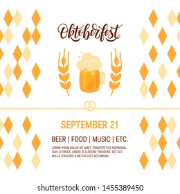 Oktoberfest design with handwritten script lettering. Vector template for banners, posters, flyers, menu, etc.
