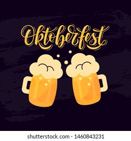 Oktoberfest design with handwritten script lettering. Vector template for banners, posters, flyers, menu, etc.