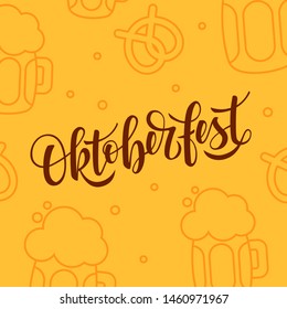Oktoberfest design with handwritten script lettering. Vector template for banners, posters, flyers, menu, etc.