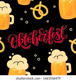 Oktoberfest design with handwritten script lettering. Vector template for banners, posters, flyers, menu, etc.