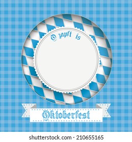 Oktoberfest design on the white background. German text "OÃ?Â?Ã?Â´zapft is" and "Oktoberfest", translate "on tap" and "Oktoberfest". Eps 10 vector file.