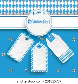 Oktoberfest design on the white background. German text 'O zapft is' and "Oktoberfest", translate "on tap" and "Oktoberfest". Eps 10 vector file.