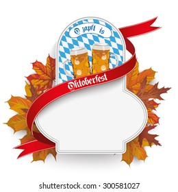 Oktoberfest design on the white background. German text “O zapft is" and "Oktoberfest", translate "on tap" and "Oktoberfest". Eps 10 vector file.