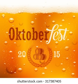 Oktoberfest design template,  light beer texture with bubbles and logo. Beer festival background