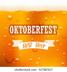 Oktoberfest design template,  light beer texture with bubbles. Beer festival background