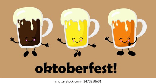 Oktoberfest design vector template for banners, posters, flyers, menus, etc. MULTI CHARACTER.