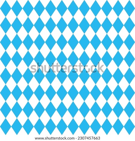 Oktoberfest diamond seamless pattern with blue and white rhombuses for wrapping paper, tablecloth. Octoberfest traditional texture. Germany wallpaper. Bavarian background. Vector color illustration.