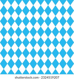 Oktoberfest diamond seamless pattern for wrapping paper, tablecloth. Octoberfest texture with blue rhombuses. Germany traditional wallpaper. Bavarian background. Vector color illustration.