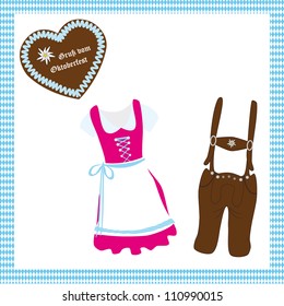 Oktoberfest - Dirndl And Lederhosen With Gingerbread Heart