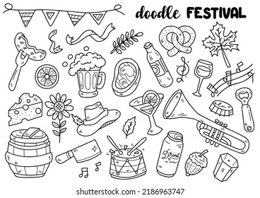 Oktoberfest doodle objects vector illustration for banner, poster, flyer