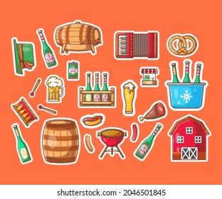 oktoberfest element cartoon illustrations sticker pack