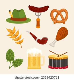 Oktoberfest element collection with handrawn flat style