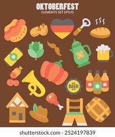 Oktoberfest elements collection in flat design.Vector illustration