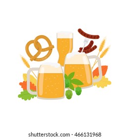 Oktoberfest elements isolated on white. Vector illustration