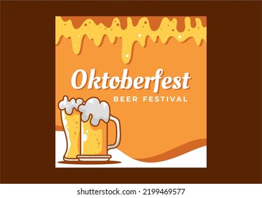 Oktoberfest event social media flat banner design