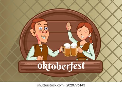 Oktoberfest fast human and woman drink beer