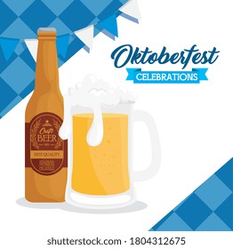 celebración del festival oktoberfest con diseño de ilustraciones vectoriales de cerveza artesanal